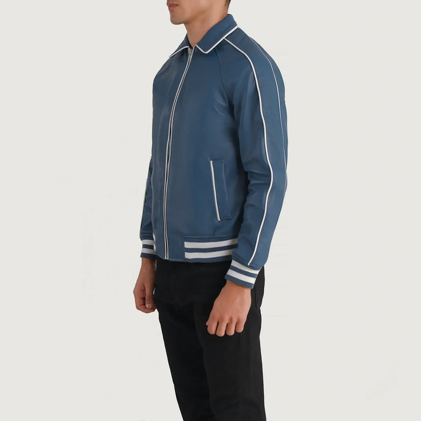 Cooper 深海蓝 Leather Varsity 真皮夹克 男士
