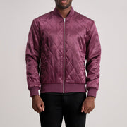 
Danson 菱格压线 栗褐色 Varsity 真皮夹克 男士 in Maroon Satin - 正面版型与定制立体剪裁轮廓 | 官方商城选购