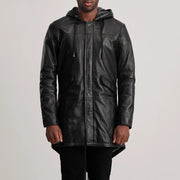 
细节特写 of Hooded & Zipper with Placket Hardware on Delvin Tan Leather Parka