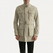 Dolf Off-White 麂皮夹克 男士 in Off-White Cowhide Suede - Front Profile View &amp; Tailored Silhouette | Buy Online