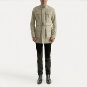 Dolf Off-White 麂皮夹克 男士 - Lateral Side Profile View Showing Sleeve Cut &amp; Athletic Taper Fit