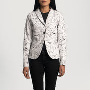 Women's Donna Blake White 真皮西装外套 女士 in White Sheepskin Dip &amp;Amp; Dye - Front Profile View &amp; Tailored Silhouette | Buy Online