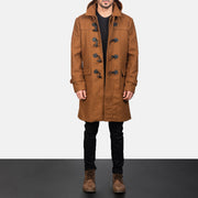 Drake Khaki Wool Duffle Coat in Khaki Synthetic Wool - 正面细节与立体剪裁修身版型 | 官方线上选购