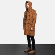 Khaki Synthetic Wool Trench Coat - 展示肩部贴合剪裁与利落下摆的背面细节