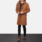 Drake Khaki Wool Duffle Coat - 展示利落袖形与运动流线轮廓的侧身轮廓