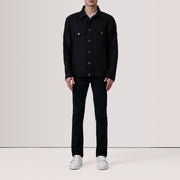 
Black Full-Grain leather Jacket - 展现肩线贴合与利落下摆的背部视角