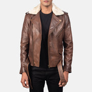 
手工下摆与精工缝制细节 Furton Black Leather Biker Jacket