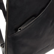 Classic 100% Full-Grain leather Backpack - Rear Perspective Showing Reinforced Leather Straps &amp; Stitching