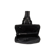 Amanda Full-Grain Leather Backpack 女士 - Structured Side Profile Showing Gusset Depth &amp; Expansion Capacity