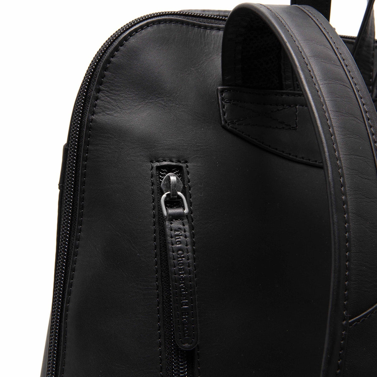 Tigris Full-Grain Leather Backpack 女士 - Structured Side Profile Showing Gusset Depth &amp; Expansion Capacity