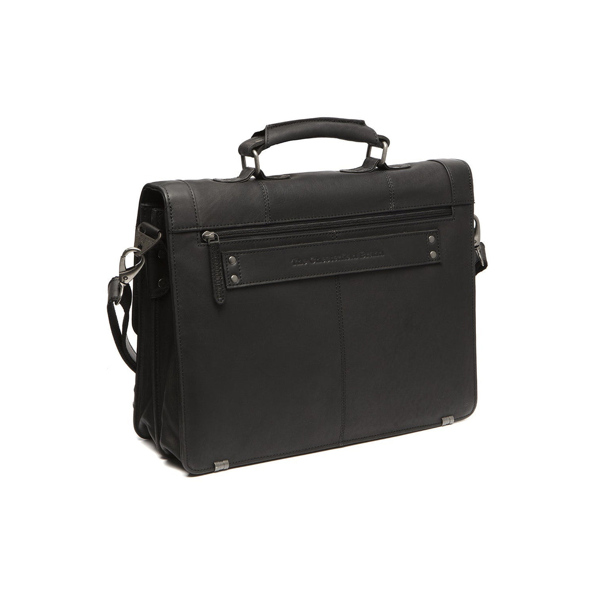 Solid Antique Brass Hardware &amp; Heavy-Duty Dual Zipper Detail on Stuttgart Full-Grain Leather Briefcase 女士