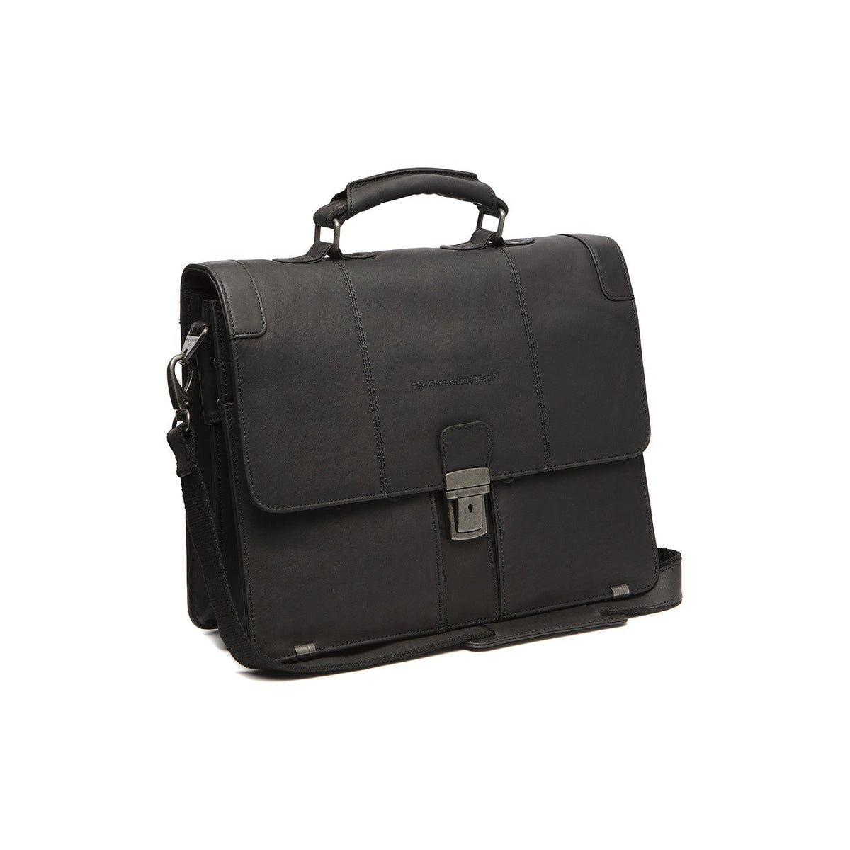 Stuttgart Full-Grain Leather Briefcase 女士 in Classic 100% Full-Grain Leather - Full Exterior Front Profile View | Buy Online