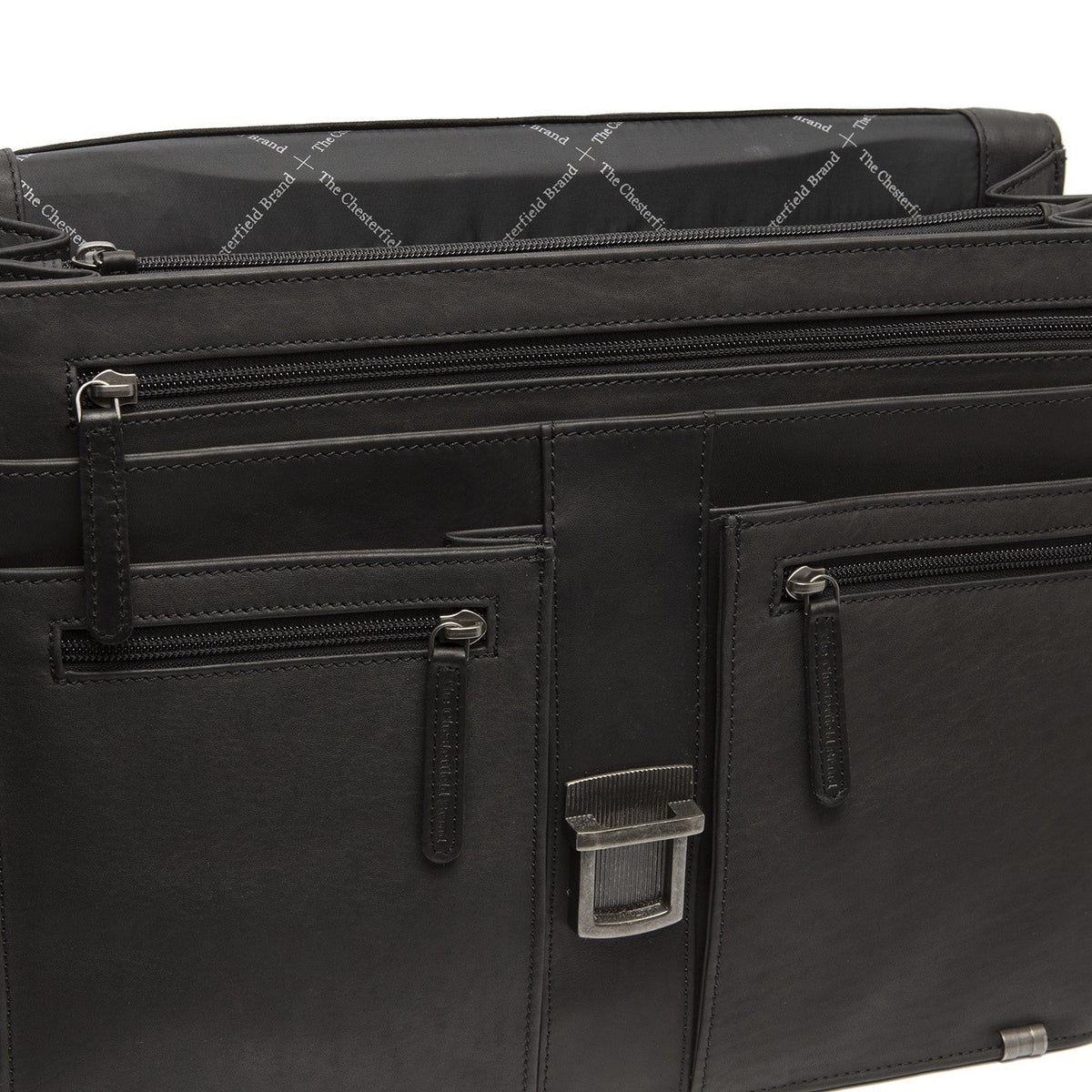 Stuttgart Full-Grain Leather Briefcase 女士 - Structured Side Profile Showing Gusset Depth &amp; Expansion Capacity