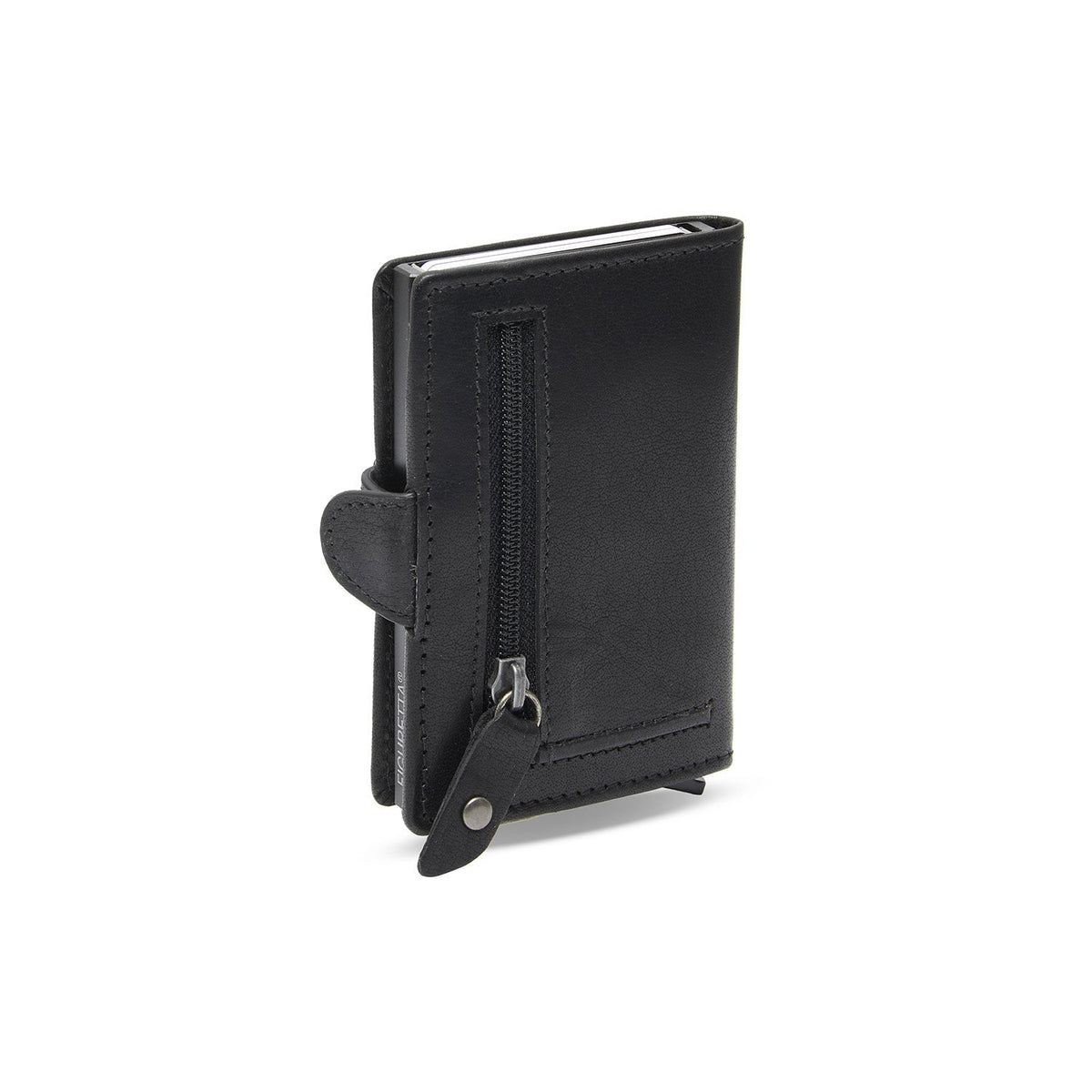 
Classic 100% Full-Grain Leather Card Holder - 展现加固真皮背带与承重走线的背部视角