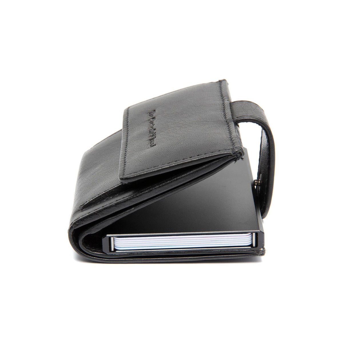 Lesina Full-Grain Leather Card Holder 女士 - Structured Side Profile Showing Gusset Depth &amp; Expansion Capacity