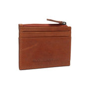 Cognac Leather Card Wallet 女士, front view