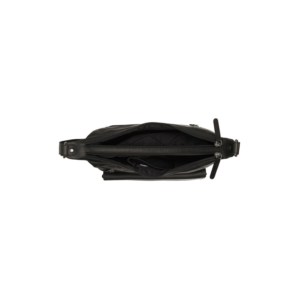 Solid Antique Brass Hardware &amp; Heavy-Duty Dual Zipper Detail on Bryson Full-Grain Leather Crossbody Bag 女士