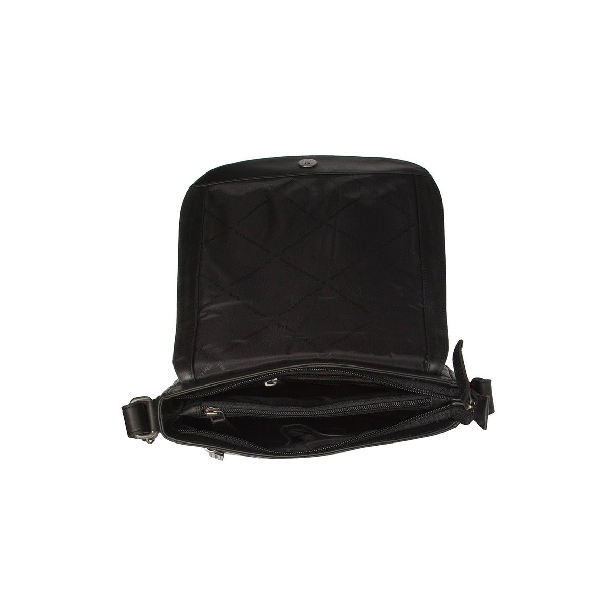 Everglades Full-Grain Leather Crossbody Bag 女士 - Structured Side Profile Showing Gusset Depth &amp; Expansion Capacity