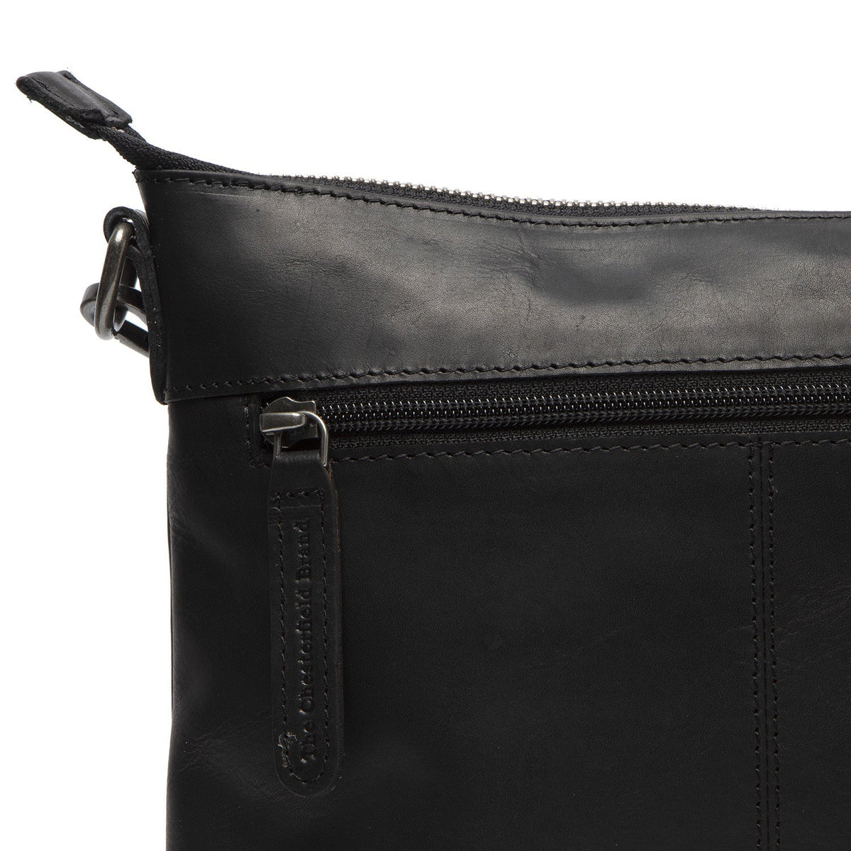 
Solid Antique Brass Hardware & Heavy-Duty Dual Zipper Detail on Faro 真皮斜挎包