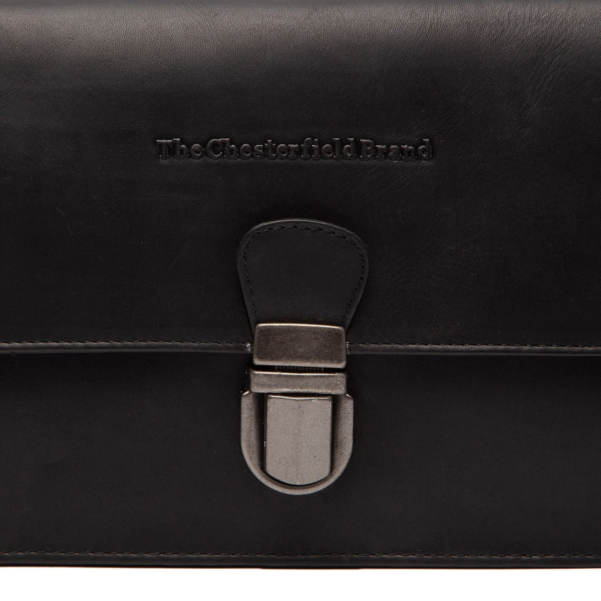 Lucca Full-Grain Leather Crossbody Bag 女士 - Structured Side Profile Showing Gusset Depth &amp; Expansion Capacity
