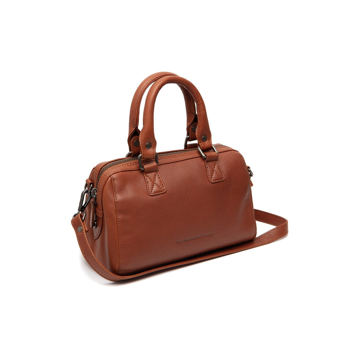 Tailored Rib Cuffs &amp; Hem Craftsmanship Construction Detail on Dalford Full-Grain Leather Handbag 女士