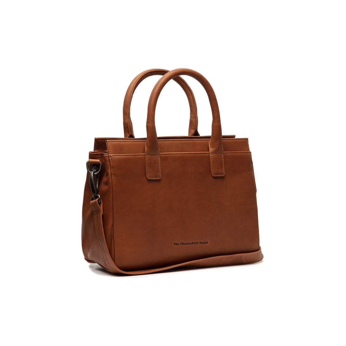 Styled Fit Perspective of Garda Full-Grain Leather Handbag 女士 on Model - Natural Daylight Drape