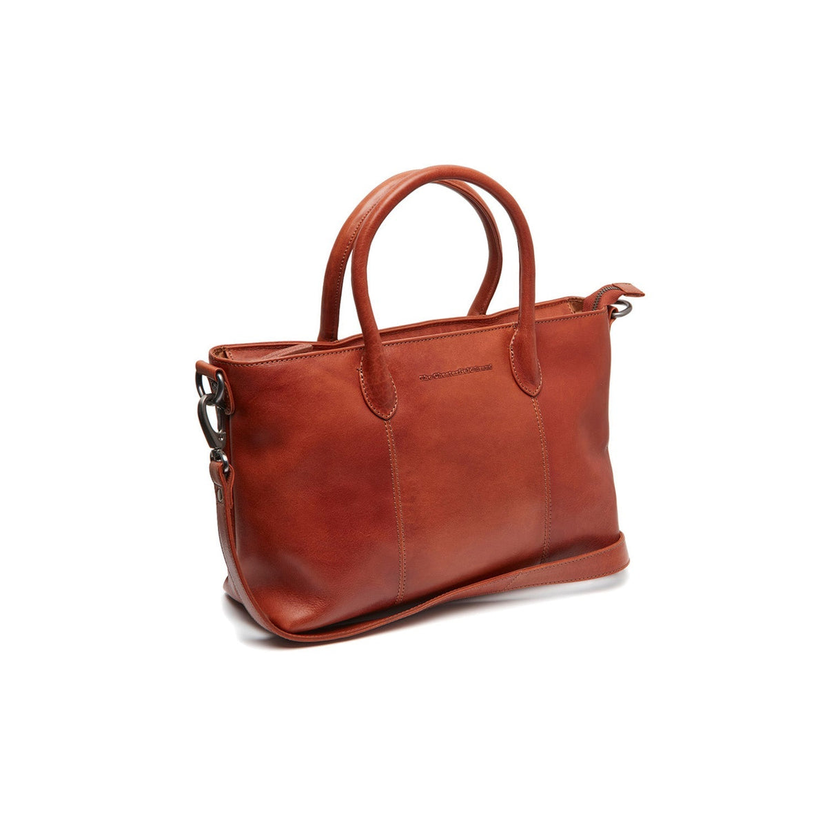 Tailored Rib Cuffs &amp; Hem Craftsmanship Construction Detail on Pergamino Full-Grain Leather Handbag 女士