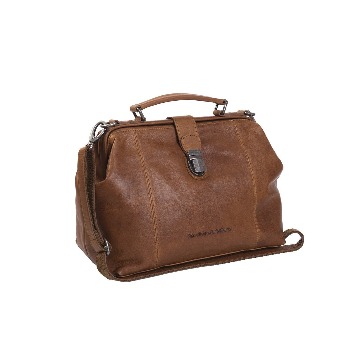 Tailored Rib Cuffs &amp; Hem Craftsmanship Construction Detail on Shaun Full-Grain Leather Handbag 女士