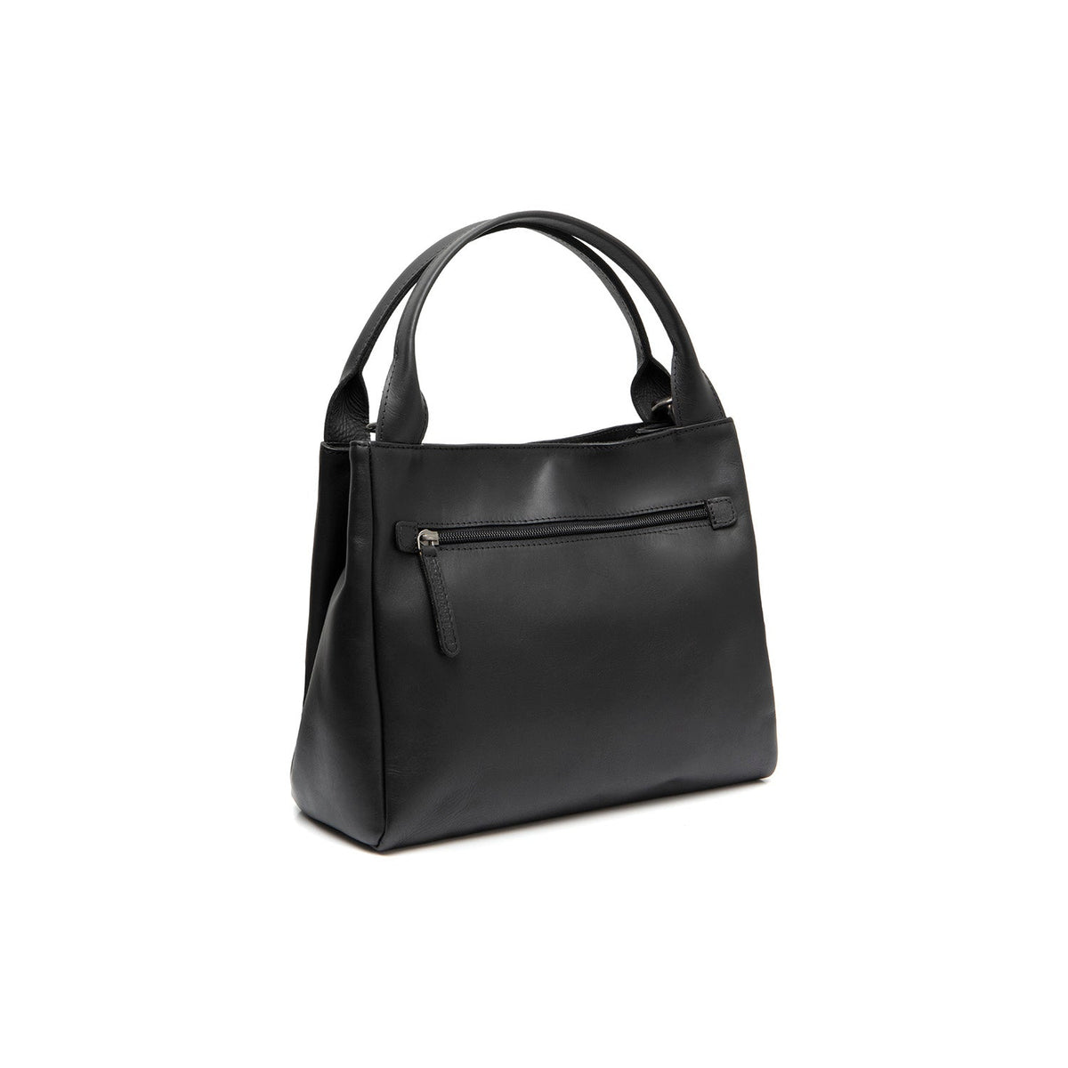 Tailored Rib Cuffs &amp; Hem Craftsmanship Construction Detail on Tenara Full-Grain Leather Handbag 女士