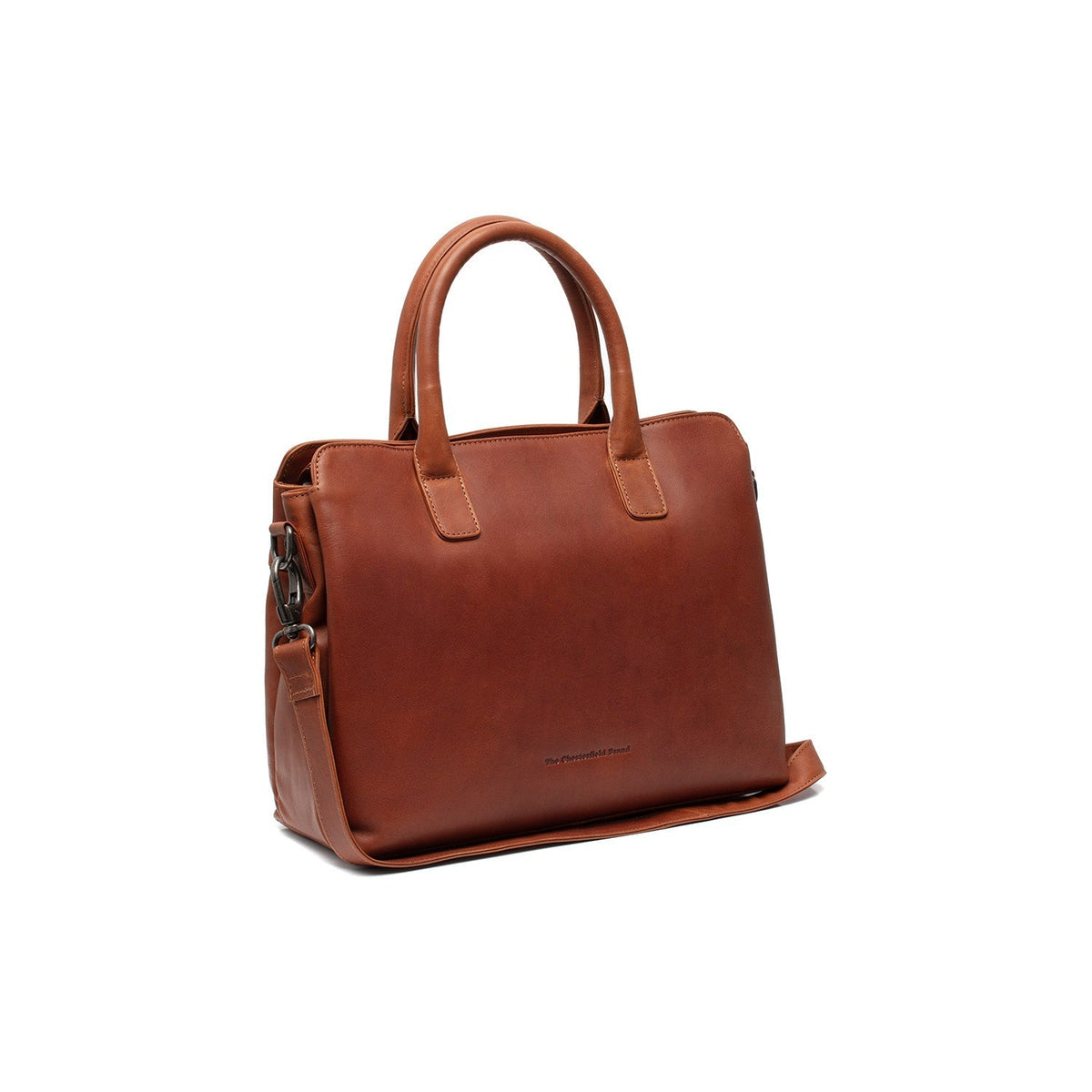 Styled Fit Perspective of Valmonte Full-Grain Leather Handbag 女士 on Model - Natural Daylight Drape