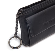 Close-Up Detail of Classic Collar &amp; Heavy-Duty Zipper Hardware on Torano Full-Grain Leather Key Case 女士