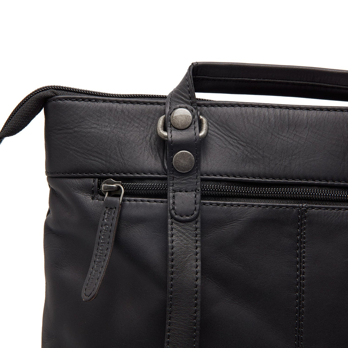 Caldero Full-Grain Leather Laptop Backpack 女士 - Structured Side Profile Showing Gusset Depth &amp; Expansion Capacity