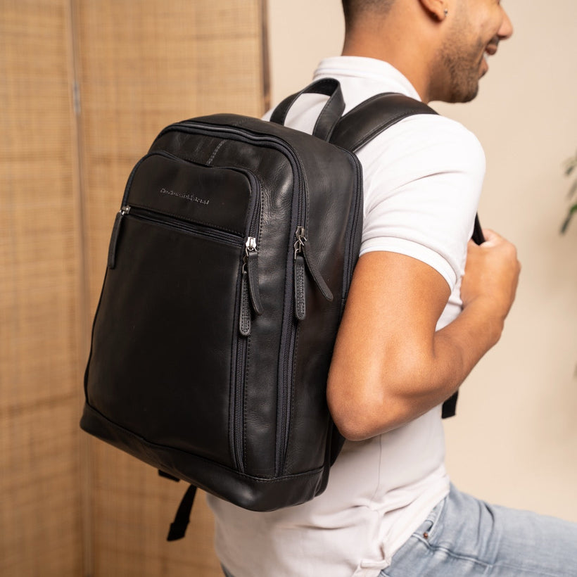 Detroit Full-Grain Leather Laptop Backpack 女士