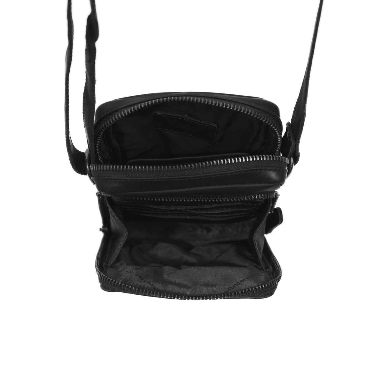 
细节特写 of Classic Collar & Heavy-Duty Zipper Hardware on Hamilton 头层牛皮 Phone Bag