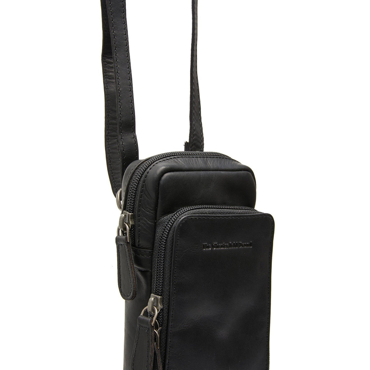 Tailored Rib Cuffs &amp; Hem Craftsmanship Construction Detail on Valdes Full-Grain Leather Phone Bag 女士