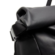 Mazara Full-Grain Leather Roll-top Backpack 女士 - Structured Side Profile Showing Gusset Depth &amp; Expansion Capacity