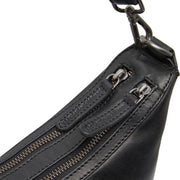 Moneva Full-Grain Leather Shoulder Bag 女士 - Structured Side Profile Showing Gusset Depth &amp; Expansion Capacity
