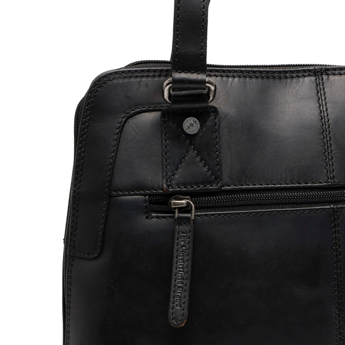 Seron Full-Grain Leather Shoulder Bag 女士 - Structured Side Profile Showing Gusset Depth &amp; Expansion Capacity