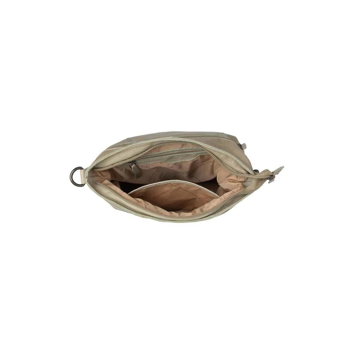 Solid Antique Brass Hardware &amp; Heavy-Duty Dual Zipper Detail on Sintra Full-Grain Leather Shoulder Bag 女士