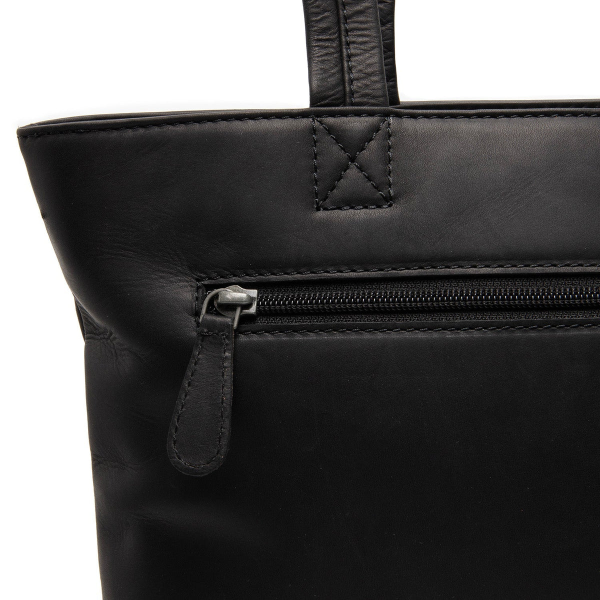 Alveron Full-Grain Leather Tote Bag 女士 - Structured Side Profile Showing Gusset Depth &amp; Expansion Capacity