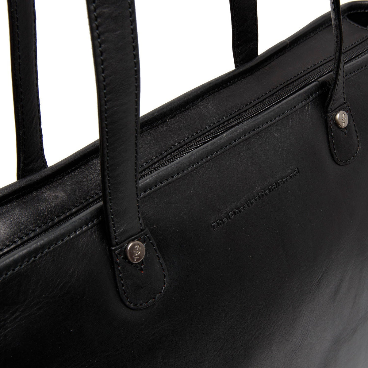 Astano Full-Grain Leather Tote Bag 女士 - Structured Side Profile Showing Gusset Depth &amp; Expansion Capacity