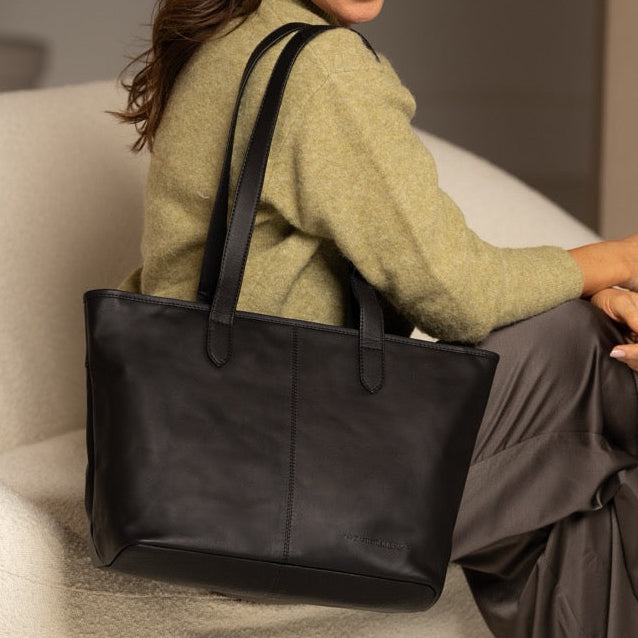 
Classic 100% Full-Grain leather Bag - 展现加固真皮背带与承重走线的背部视角
