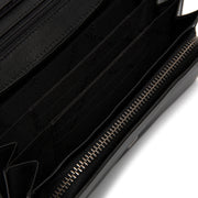 Solid Antique Brass Hardware &amp; Heavy-Duty Dual Zipper Detail on Arvento Full-Grain Leather Wallet 女士
