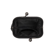 Calvia Full-Grain Leather Wallet 女士 - Structured Side Profile Showing Gusset Depth &amp; Expansion Capacity