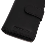 Solid Antique Brass Hardware &amp; Heavy-Duty Dual Zipper Detail on Charlotte Full-Grain Leather Wallet 女士