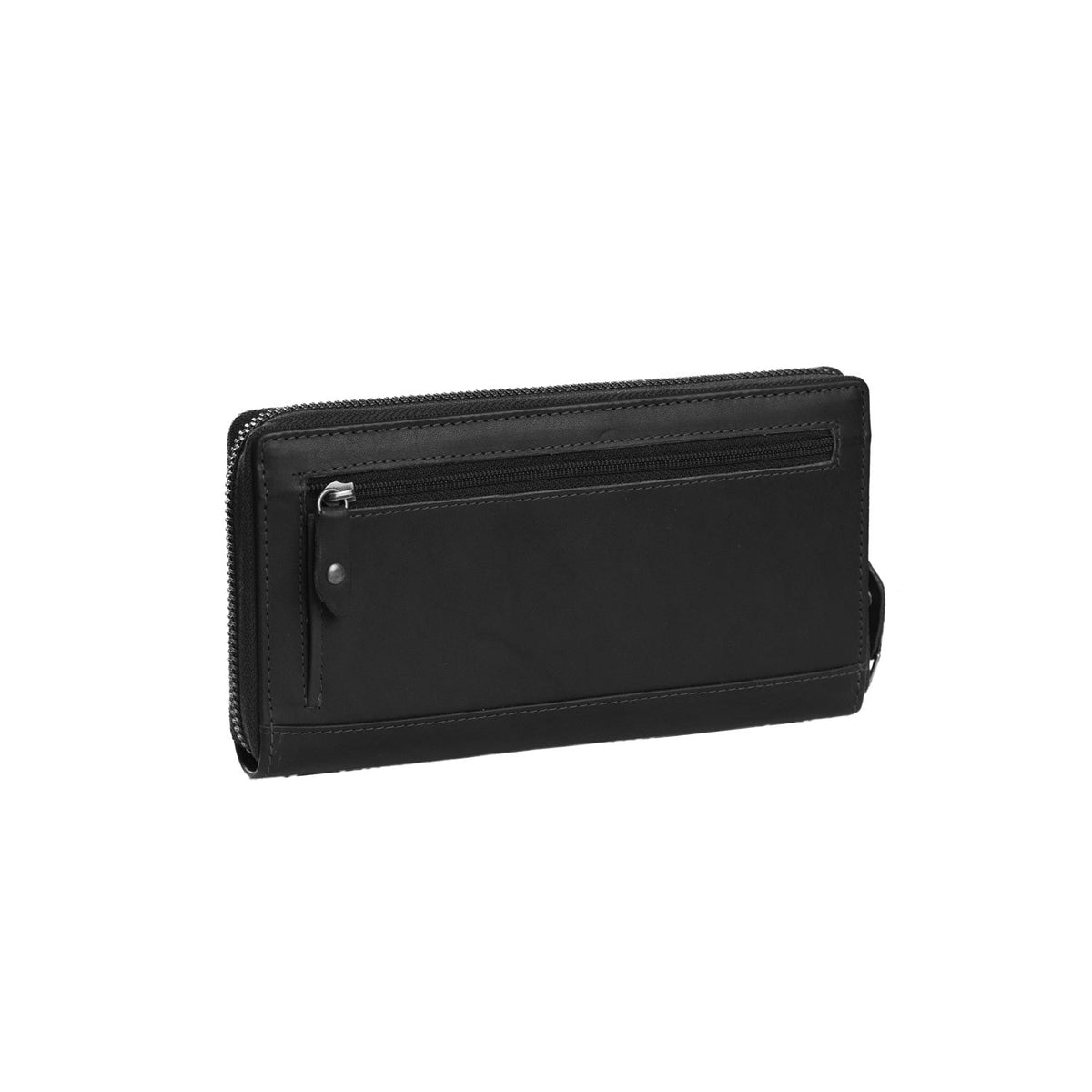 Solid Antique Brass Hardware &amp; Heavy-Duty Dual Zipper Detail on Halle Full-Grain Leather Wallet 女士