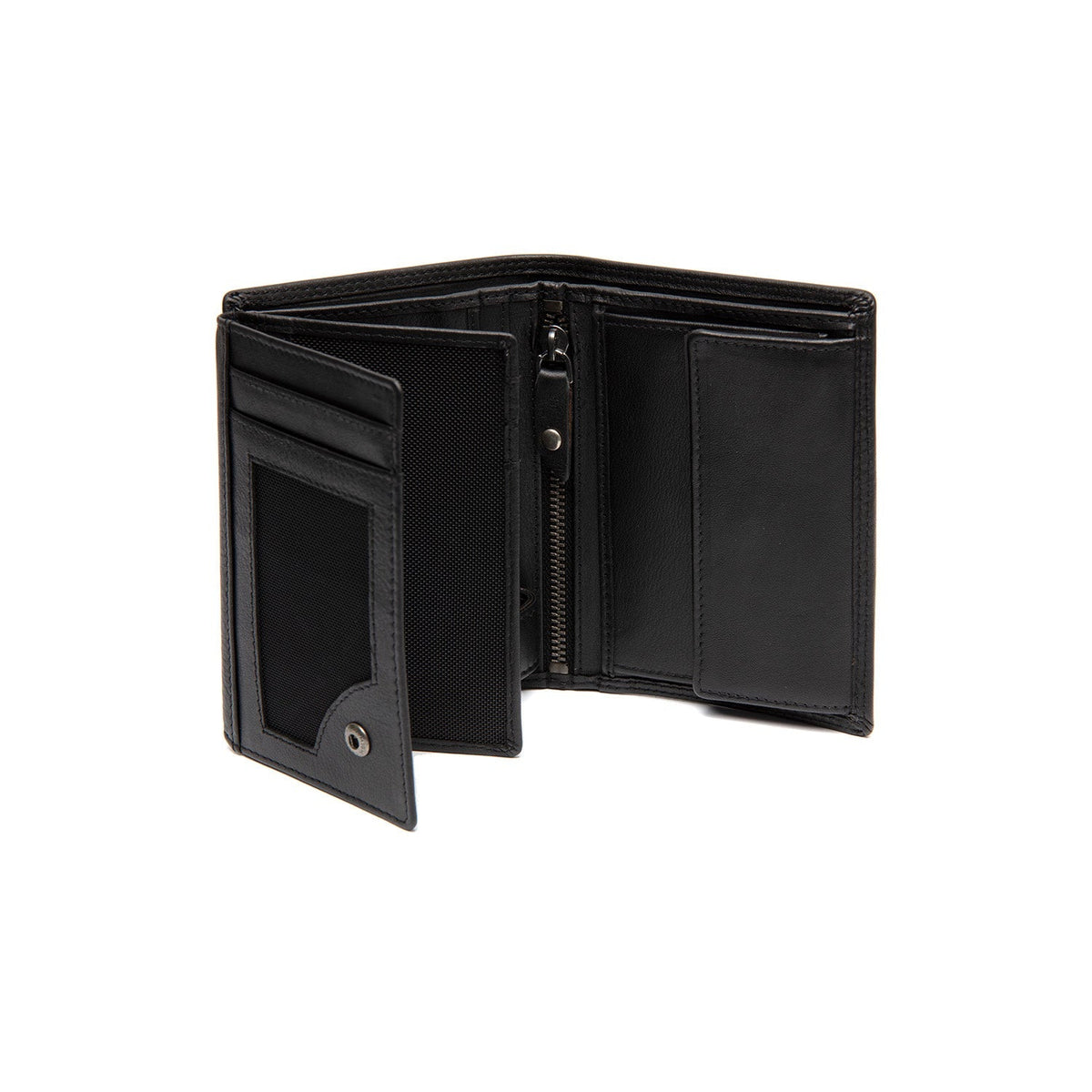 Solid Antique Brass Hardware &amp; Heavy-Duty Dual Zipper Detail on Leroy Full-Grain Leather Wallet 男士