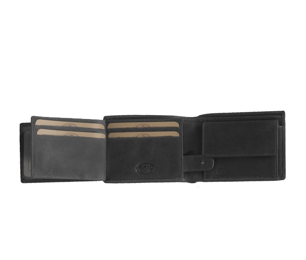 Solid Antique Brass Hardware &amp; Heavy-Duty Dual Zipper Detail on Marvin Full-Grain Leather Wallet 男士