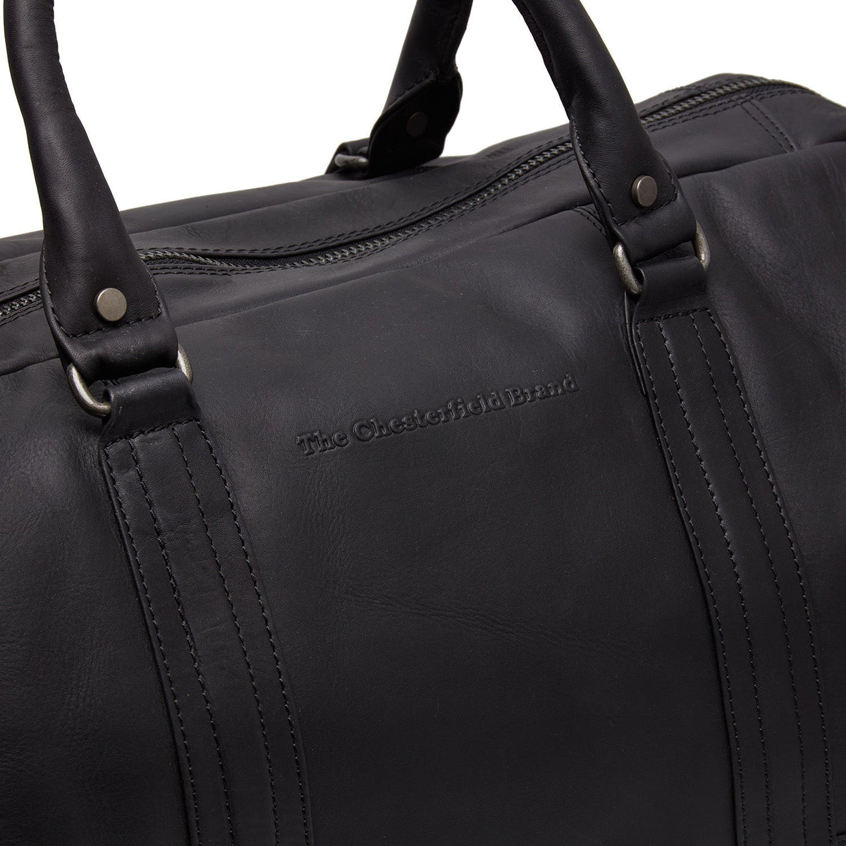 Solid Antique Brass Hardware &amp; Heavy-Duty Dual Zipper Detail on Melbourne Full-Grain Leather Weekender Bag 女士
