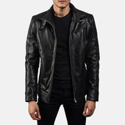 
Legacy 经典黑 真皮机车皮衣 男士 in Black Cowhide Leather - 正面版型与定制立体剪裁轮廓 | 官方商城选购
